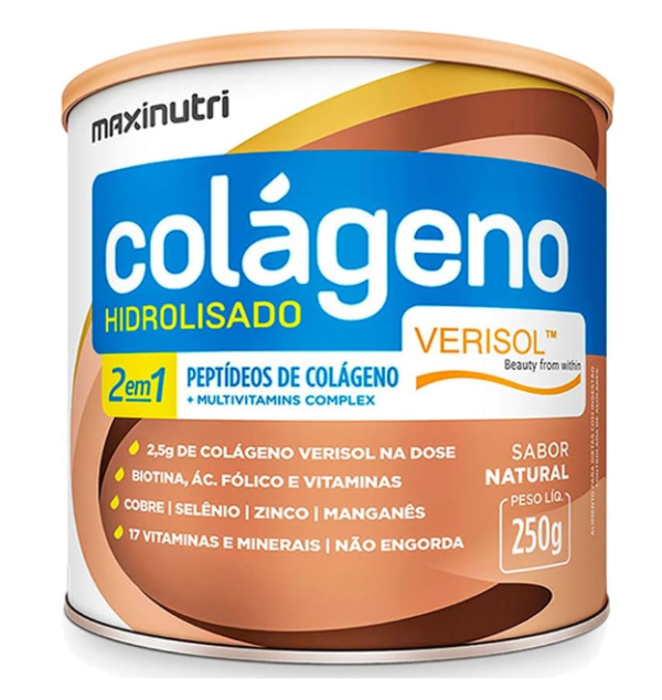 Colágeno Hidrolisado 2 em 1 Verisol Maxinutri 250g Natural