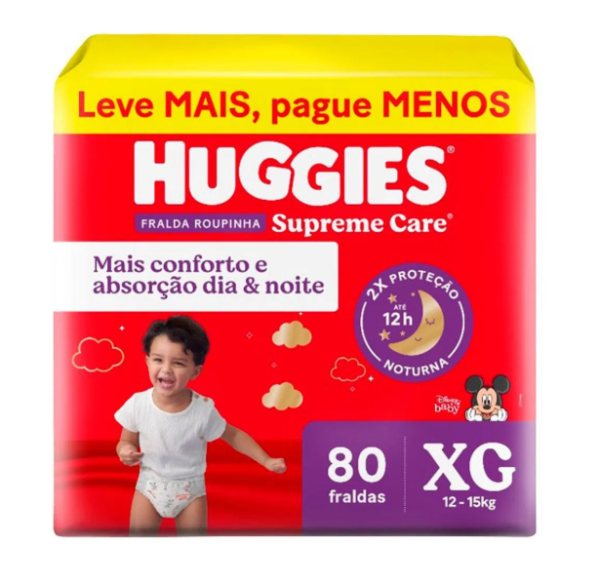 Huggies Fralda Supreme Care XG com 80 Unidades
