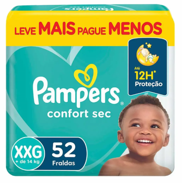 Fralda Pampers Confort Sec XXG Com 52 Unidades