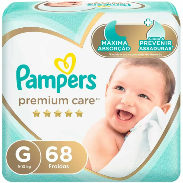 Fraldas Premium Care Tamanho G Com 68 Unidades Pampers