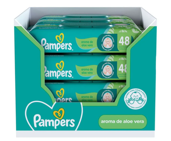 Kit de Lenços Umedecidos Aloe Vera com 576 Unidades Pampers
